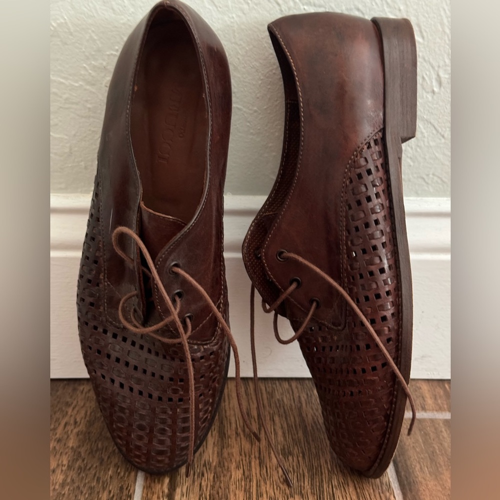Sesto Meucci Women’s Perforated Brown Leather Shoes (Made in Italy)